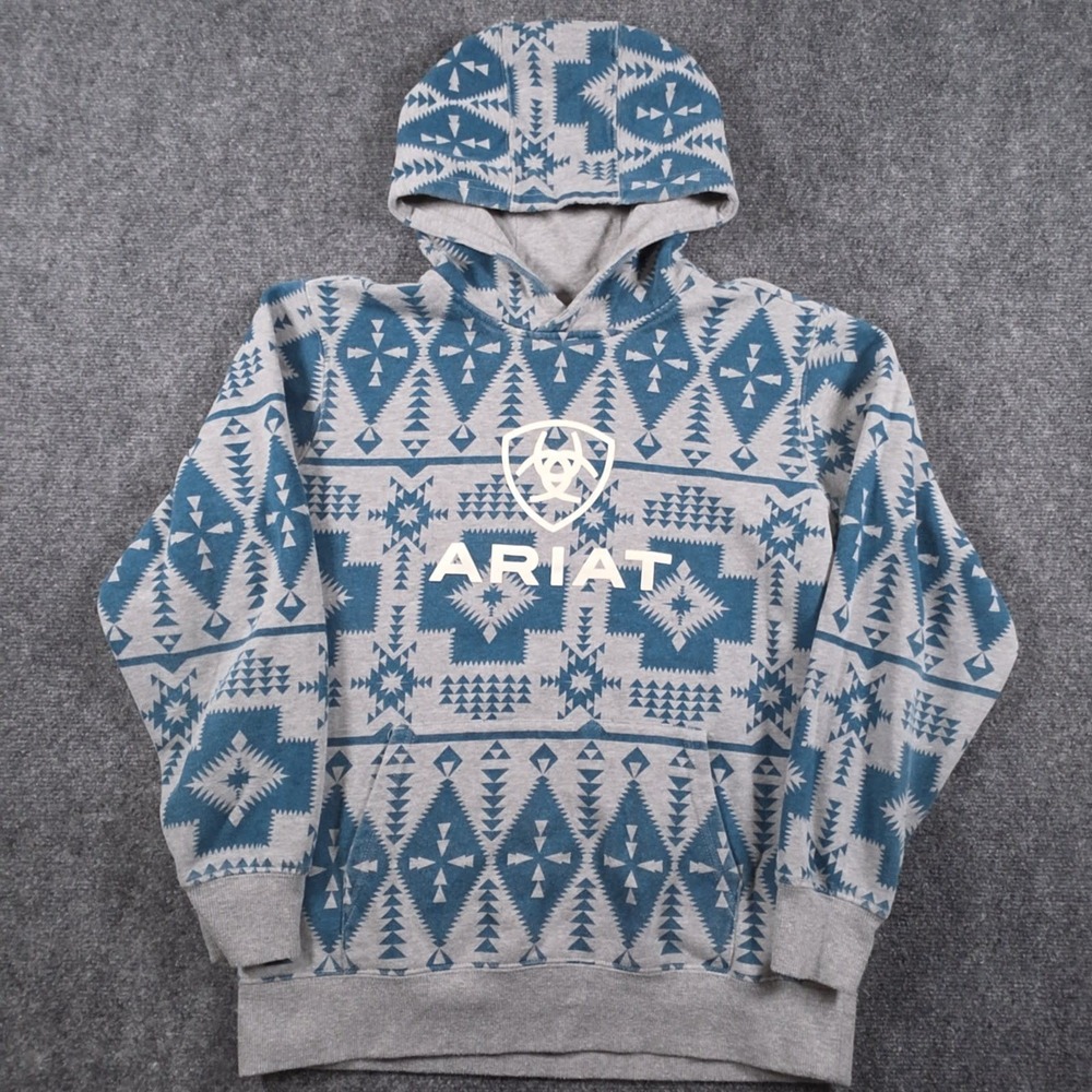 Ariat REAL Southwest Hoodie Womens M Aztec Print Fleece Pullover Western